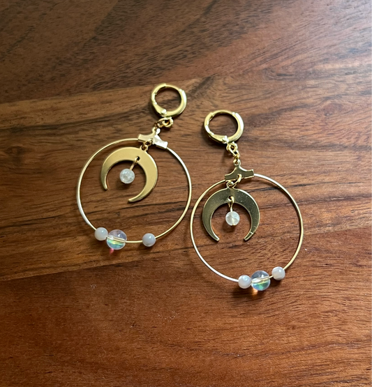 Golden Moon Glow Hoop Earrings