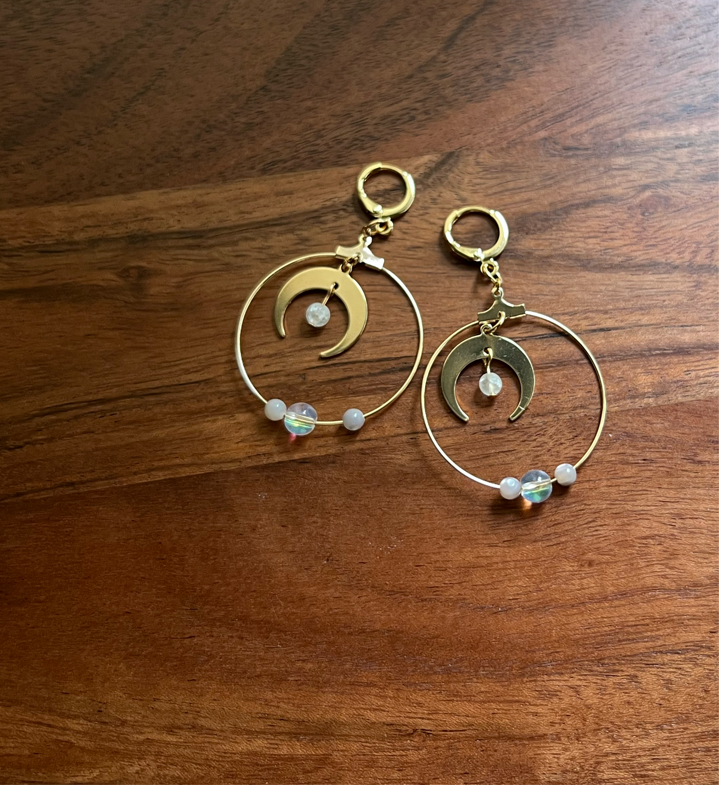 Golden Moon Glow Hoop Earrings